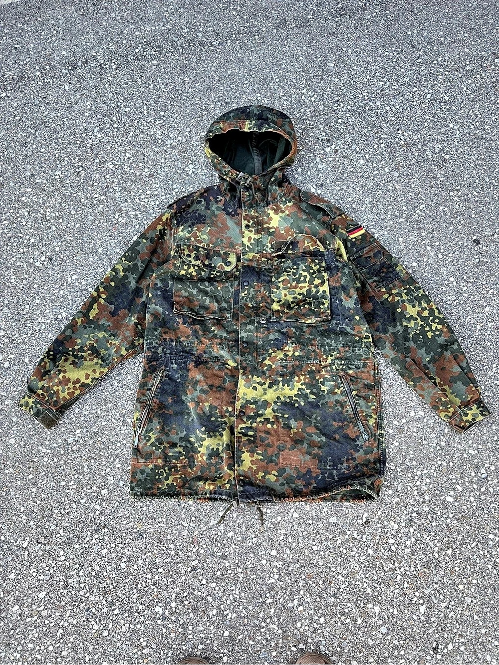 Vintage 90s German Military Flecktarn Camo Hooded Parka Jacket / Gorpcore Size G